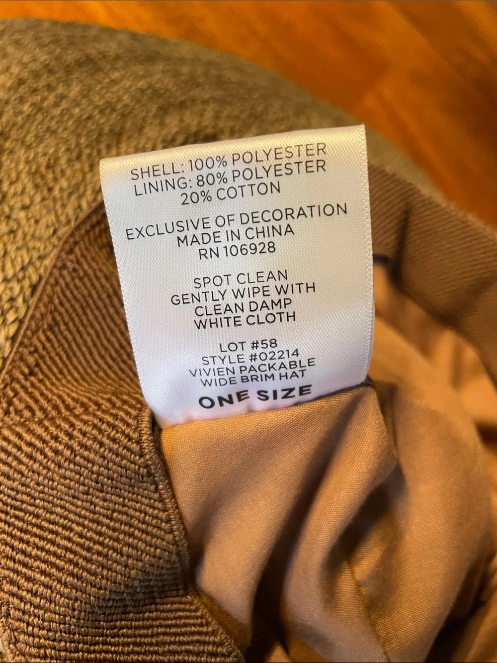 Coolibar Vivien Packable Wide-Brim Sun Hat  Brown VGUC
